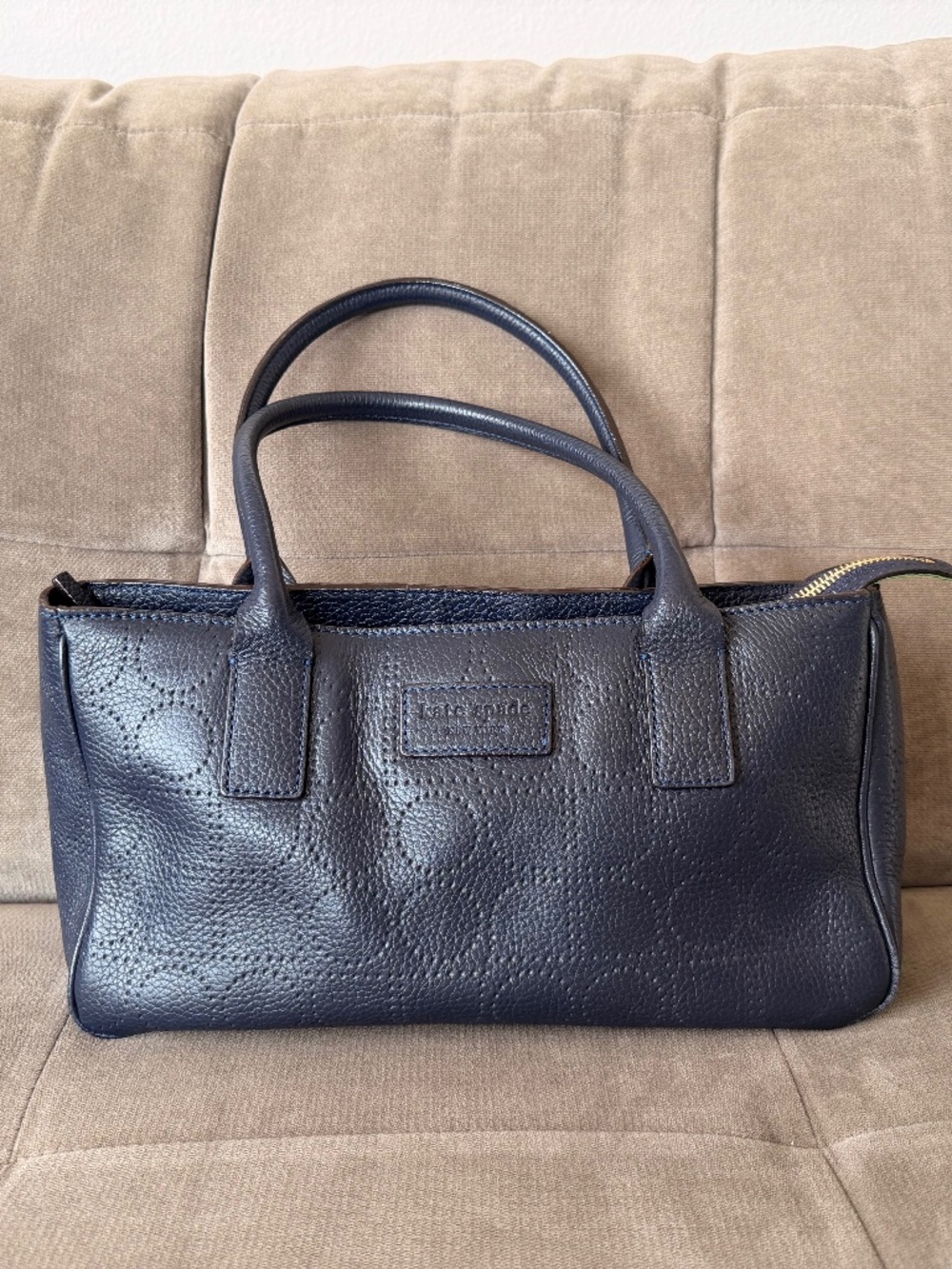 Kate Spade Noel Rue Perforated Navy Shoulder Bag